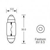 FESTOON 8x30mm: Festoon bulb - 8 x 30mm from £0.01 each